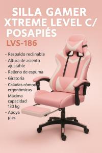 SILLA GAMER XTREME LEVEL C/ POSAPIES BC-ROSA